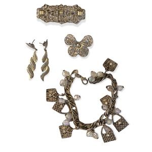 Lot of vintage silver-tone jewelry-including 1960's Emmons Butterfly brooch